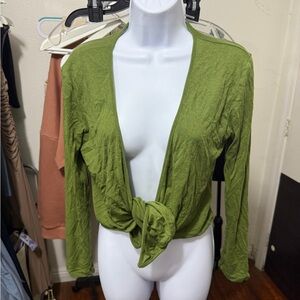OGL Green Tie-Front Cardigan